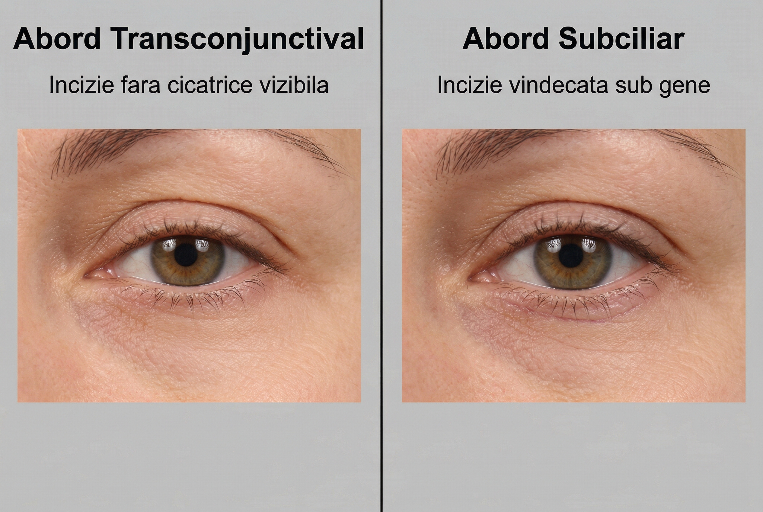 Comparatie între cicatricile rezultate din abordarea transconjunctivală și cea subciliara la blefaroplastia inferioară